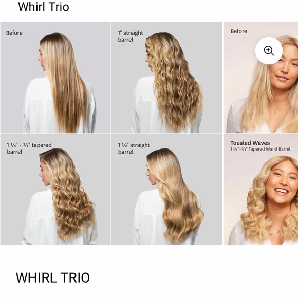 T3 Whirl Trio Ceramic Curling Wand Set - White & Rose Gold w/box, bag, guide - Picture 7 of 7